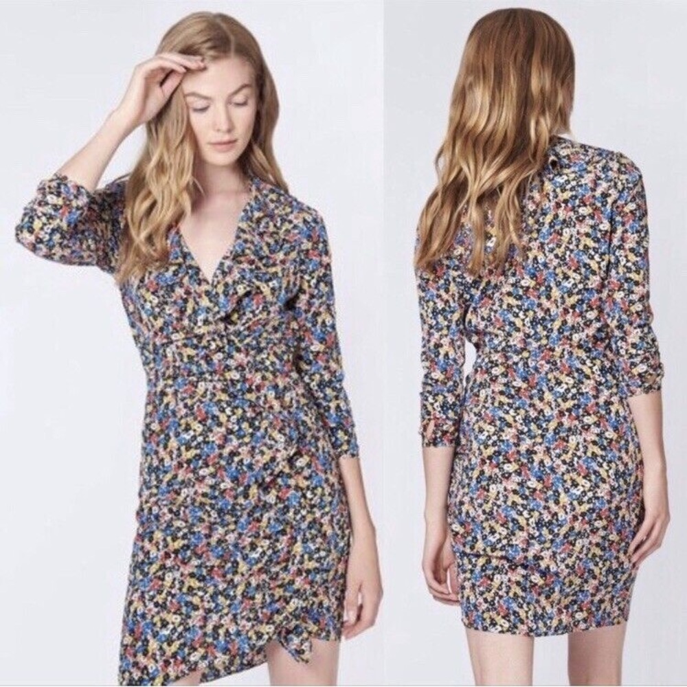 VERONICA BEARD Minna Floral Ruffle Silk Dress (D8)